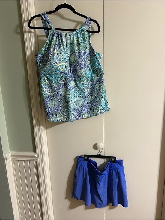 Other - Blue & Teal Paisley Halter Tank with Royal Blue Skort